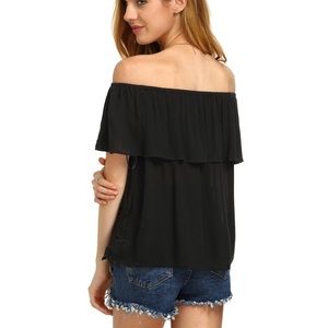 Tops - Off The Shoulder Ruffle Hem Blouse Top Tops - Off The Shoulder Ruffle Hem Blouse Top